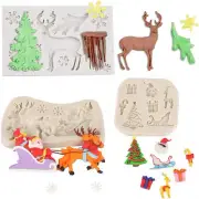 3Pcs/Set Christmas Fondant Mold Silicone Sugar Craft Gum Paste Grey,Pink
