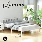 Artiss Bed Frame Double Size Wooden Mattress Base Timber Platform White SOFIE