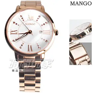 (活動價) MANGO 原廠公司貨 浪漫清新 羅馬時刻 不鏽鋼女錶 防水手錶 玫瑰金電鍍 MA6734L-80R