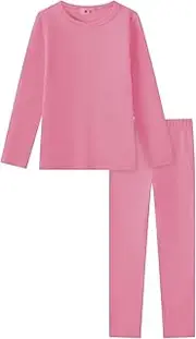 [UTTPLL] Girls Thermal Ultra Soft Underwear Sets for Kids Warm Long Johns Set Toddler Boys Winter Base Layer Shirt & Pants Rose Pink Medium(90) /2T, Rose Pink