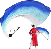 [Generic] Dance Silk Veil Poi | Colorful Silk Poi Flags with Poi Ball | Gradual Colors Unique Silk Scarf for Dance, Belly Dance Practice, Worship