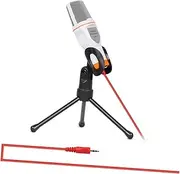 Vaguelly Mic Wired Condenser Sound Podcast Microphone with Holder Clip for PC Laptop Karaoke Qq MSN White Plug and Play Wide Frequency Response Minimizes Background Noise