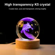 3D Crystal Ball Axolotl Globe Table Lamp USB LED Night Light Home Decor Gift