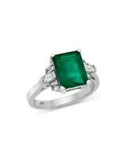Bloomingdale's Fine Collection Emerald & Diamond Classic Ring in 14K White Gold