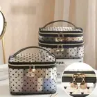 Black Heart Printed Mesh Love Makeup Bag Makeup Case Organizer Women