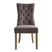 [Florabelle Living] Diana Buttoned Hamptons Dining Chair Silver Grey Linen Blend