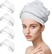 Sonnorel 4 Pack Hair Dryer Net plopping Bonnet for Curly Hair, Net Plopping Cap for Drying Curly Hair, Protective Mesh Quick Drying with Adjustable Strap Reusable Washable (White)