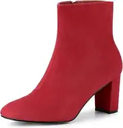 [Allegra K] Women's Side Zip Chunky Heels Ankle Boots