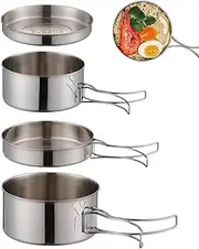 Outdoor Cookware Collection - Camping Cookware, Stainless Steel Travel Gear | Portable and Durable Cookware Set, Versatile Backpack Cooking Solution