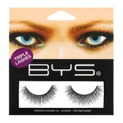 BYS 1g Triple Temptation Synthetic Fake/False Eyelashes Makeup Lightweight Black