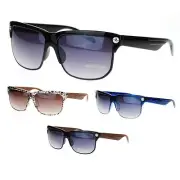Mens Futuristic Robotic Nerdy Geek Half Horn Rim Retro Sunglasses