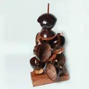 Coconut Shell 6 Tea Cups & Pot With Holder Handmade Natural Healthy Eco Friendly
