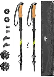 Cascade Mountain Tech Trekking Poles - Carbon Fiber Walking or Hiking Sticks with Quick Adjustable Locks
