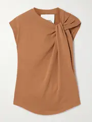 [Isabel Marant] Isabel Marant - Nayda Knotted Cotton-jersey Top - Light brown - medium medium Brown