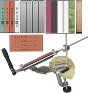Professional Fixed-Angle Knife Sharpener Kit System with 17 Whetstones, 360° Rotation Flip Design Stainless Steel Precision Adjust Knife Sharpener Tool, Angle Adjustable Knife Sharpening