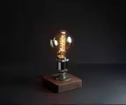 Edison bulb desk lamp/ Wooden base lamp/ Restoration Hardware/ Modern Industrial