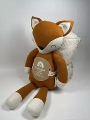 NEW Handcrafted in India Stuffed Waffle Knit Fox and Blanket Buddy Set 40x50