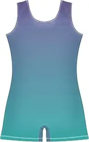 [GAIGEO] Gymnastics Leotards for Girls Toddler Unitards Leotard with Shorts Violet Light Sea Green Gradient 2-3t