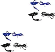 TOGEVAL 2sets Pet Reptile Leash with Harness Lizard Rope Harness for Small Animals Sturdy Lizard Leash Adjustable Reptile Lead Black/s Blue 2pcs*2