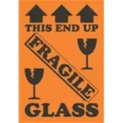 1000 - #DL1981 4x6" This End Up Fragile Glass (Arrows/Broken Glass) Label
