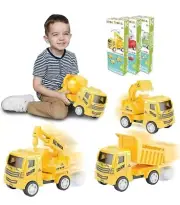 KIDSTHRILL 4 Small Set Construction Trucks for Kids Toys for 3+ Year Old Boys &