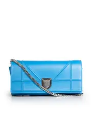 2011 Blue Leather Diorama Wallet on Chain