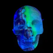 Volcanic Agate Quartz Skull UV Reactive Healing Crystal Carving 582g