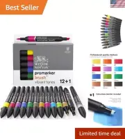 Premium Promarker Brush Set - Dual-Tip Artist Graphic Markers in Vibrant Colors