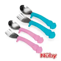 在飛比找momo購物網優惠-【Nuby】不銹鋼叉匙組-太空人(兩色可選)