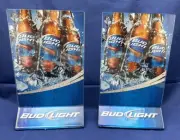 Lot 2 Bud Light Advertising Acrylic Table Top Menu Holder Picture Frame 4x6 NEW