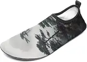 [BTCOWZRV] Water Shoes for Women Men Foggy Mountain Pine Tree Water Sports Shoes Slip-on Breathable Lightweight Athletic Aqua Sock
