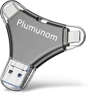 Plumunom 64GB Flash Drive for i Phone Memory Stick, Photo Storage Stick for i Phone for Save More Photos and Videos, lPhone USB Flash Drive Compatible with i0S/pad/Android/PC.No App Required.