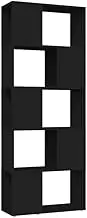 Bookcase Room Divider - Black Engineered Wood Standing Shelf (60x24x155 cm) for Living Room & Office - Space Saving & Stylish Storage Solution