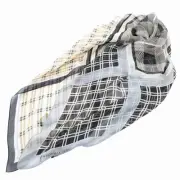 vp08 Mackintosh London Tagged Multi-Check Looped Scarf Stole Logo Silk Beige Nav
