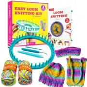 Learn to Knit Loom Kit - DIY Craft w/Round Loom Yarn Crochet Hook & Pen | for...