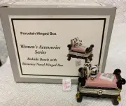 Porcelain Hinged Box Bedside Bench w Love Book Trinket Midwest PHB New in Box