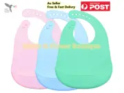 New Baby Feeding Bib Apron Smock Silicon Waterproof Easy Clean Toddler Kid Pouch