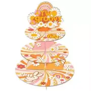 Retro Two Groovy 3 Tier Cake Stand Flower Power 2nd Birthday Cake Decorations