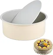 Guowall 8 inch Removable Bottom Round Cake Pan for Layer Cake Cheese Cake Nonstick Cake Mold for Baking with Metal Reinforced Frame - Cream Color