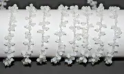 bulk beaded White rainbow glass bead cluster rosary chain, silver dangle chain