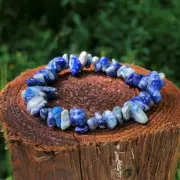 Natural Lapis Lazuli Stone Chip Bracelet Blue Gemstone Stretch Bracelet Handmade