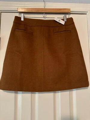 Ann Taylor Loft A-Line Wool Blend Skirt in Dark Camel Women's 8 NWT $70