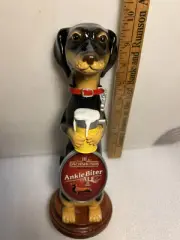 THREE III DACHSHUNDS ANKLE BITER BLACK & TAN draft beer tap handle. WISCONSIN