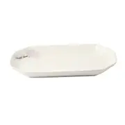 White Ceramic Floral Print Tableware Oval Serving Dish Plate 32 cm