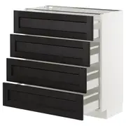 METOD base cab 4 frnts/4 drawers, white Maximera/Lerhyttan black stained, 80x37x80 cm