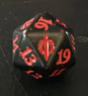 MTG Magic New Phyrexia Spindown D20 20-Sided Die Dice Black/Red Great Condition