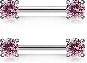 [Gnznzko] 14G Astm F136 Titanium Nipple Piercing Jewelry Shiny CZ Nipple Barbell Jewelry Internally Threaded G23 Solid Titanium Nipple Piercing Barbell Ring Jewelry for Women Men 14 Gauge