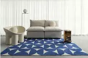 Tosa Blue and Ivory Geometric Washable Rug