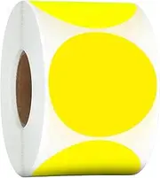 MAIHUO 600 Pcs Yellow Round Thermal Labels,2 Inch/5 cm Circle Thermal Sticker Labels,Self-Adhesive Waterproof Dot Stickers,Multi-Purpose Labels on Roll for Name Badges