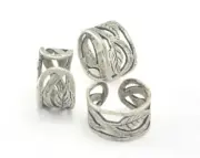 Leaf Ring Adjustable Antique Silver Plated brass (19mm 9US inner size) 2817